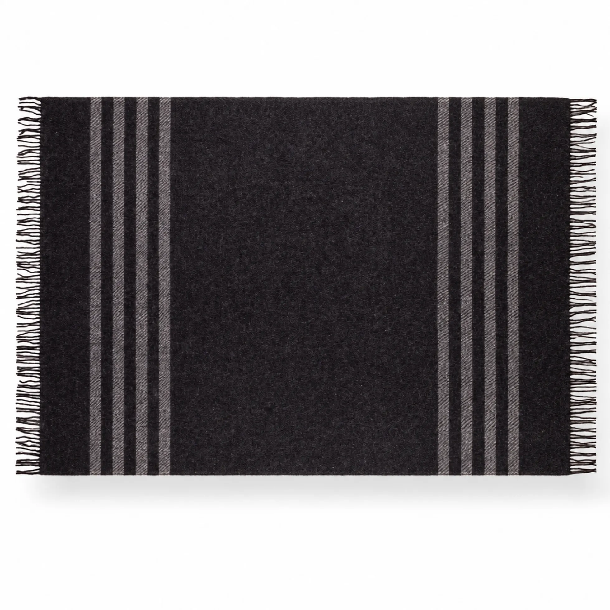 Uldplaid 130x200 cm - 100% Ren ny uld - Retro sort