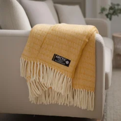 Uldplaid 130x200 cm - 100% Ren ny uld - Saga Honey