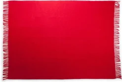 Uldplaid 130x200 cm - 100% Ren ny uld - Solid rød