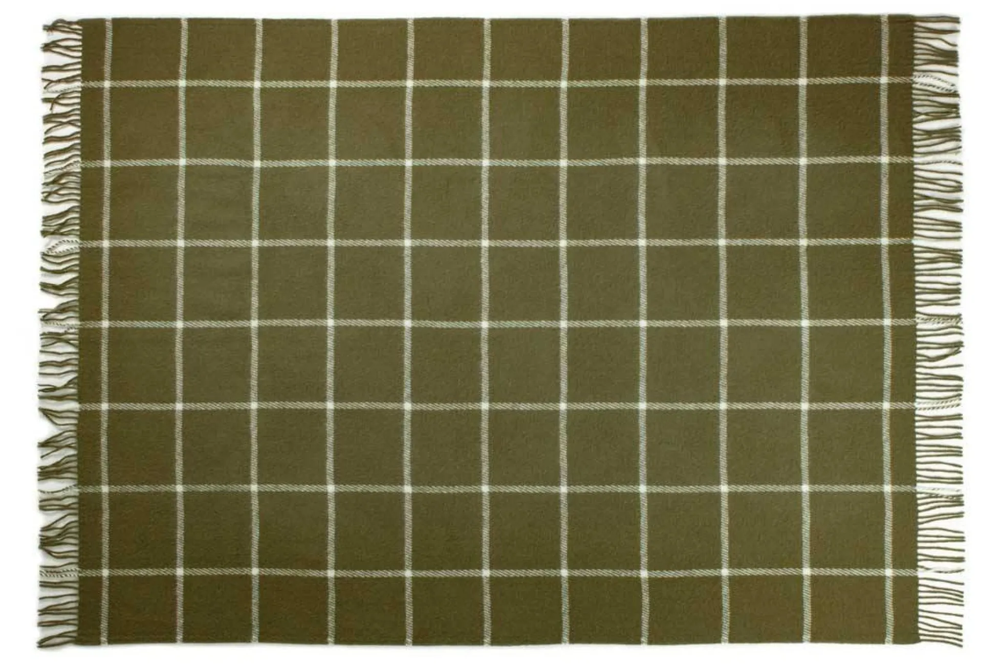 Uldplaid 130x200 cm - 100% Ren ny uld - Thor oliven