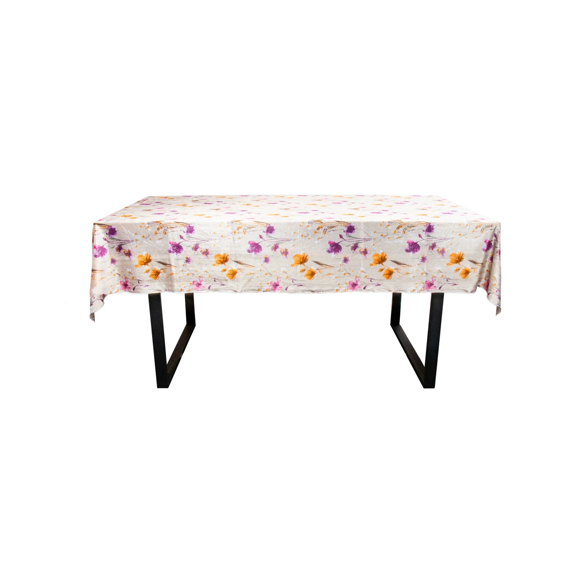 Velour dug - Sandfarvet med blomster - 3 meter - Nervøs velour - Pakke med 3 meter