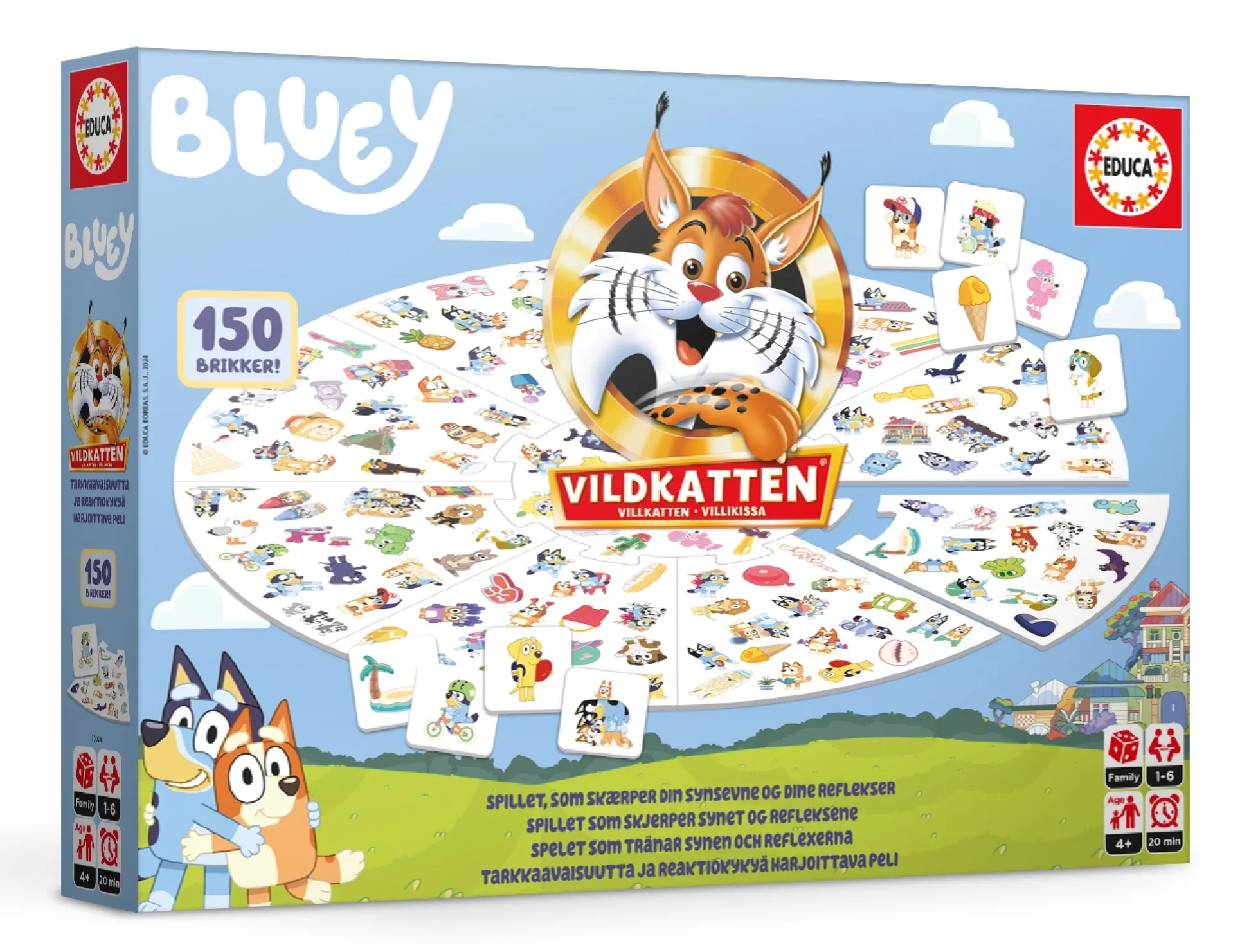 Vildkatten Bluey brætspil - 150 billeder - Børnespil