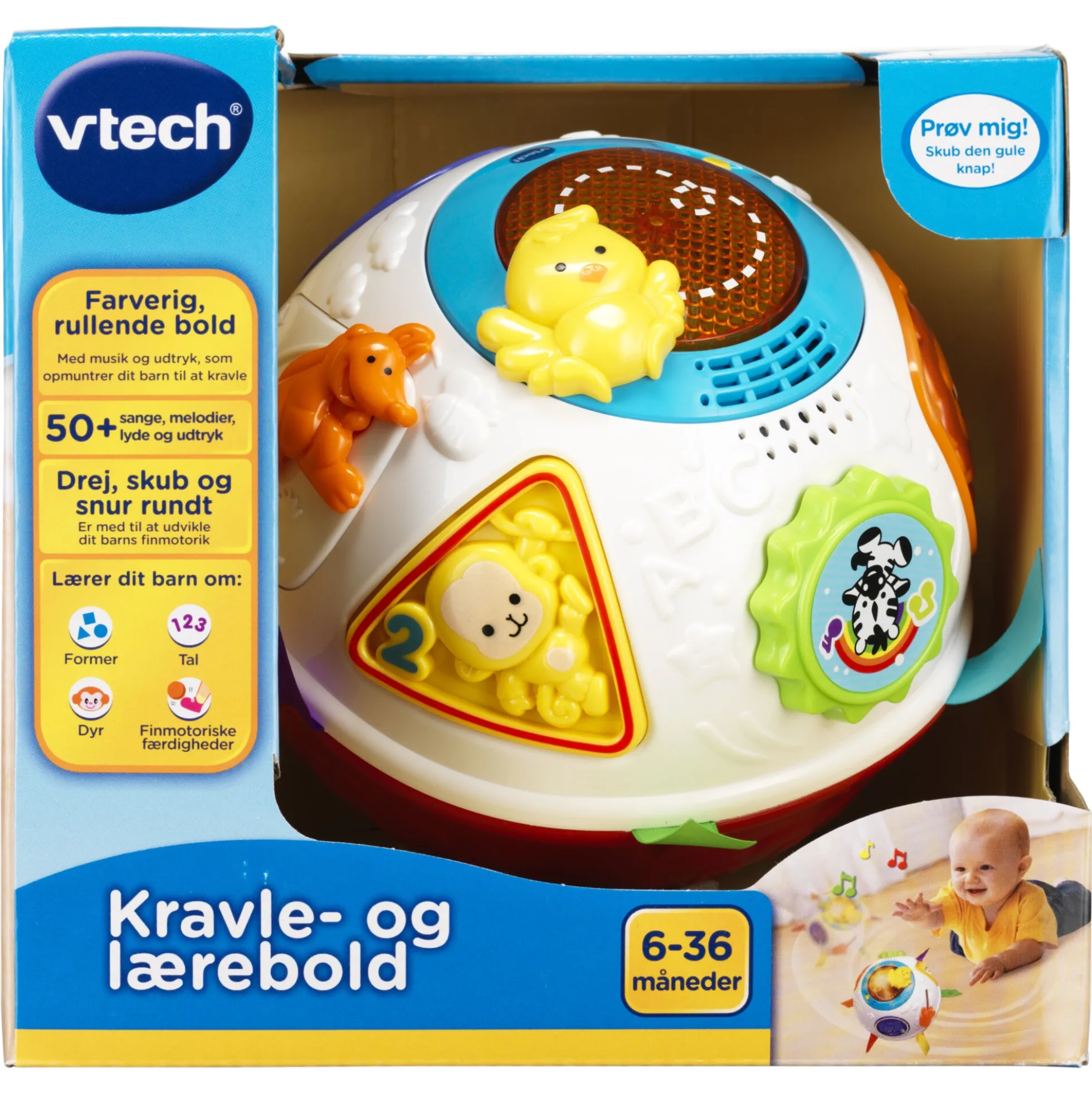 VTech Baby kravle- og lærebold med dansk tale