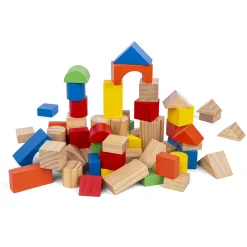 Wood Beez byggeklodser i spand - stabel- og byggeleg - 60 dele
